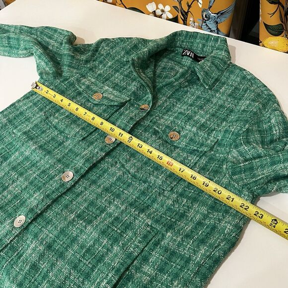 ZARA Woven Plaid Over Shirt Women's S Green Casual Comfy Retro 90s Y2K Boho - Picture 7 of 10